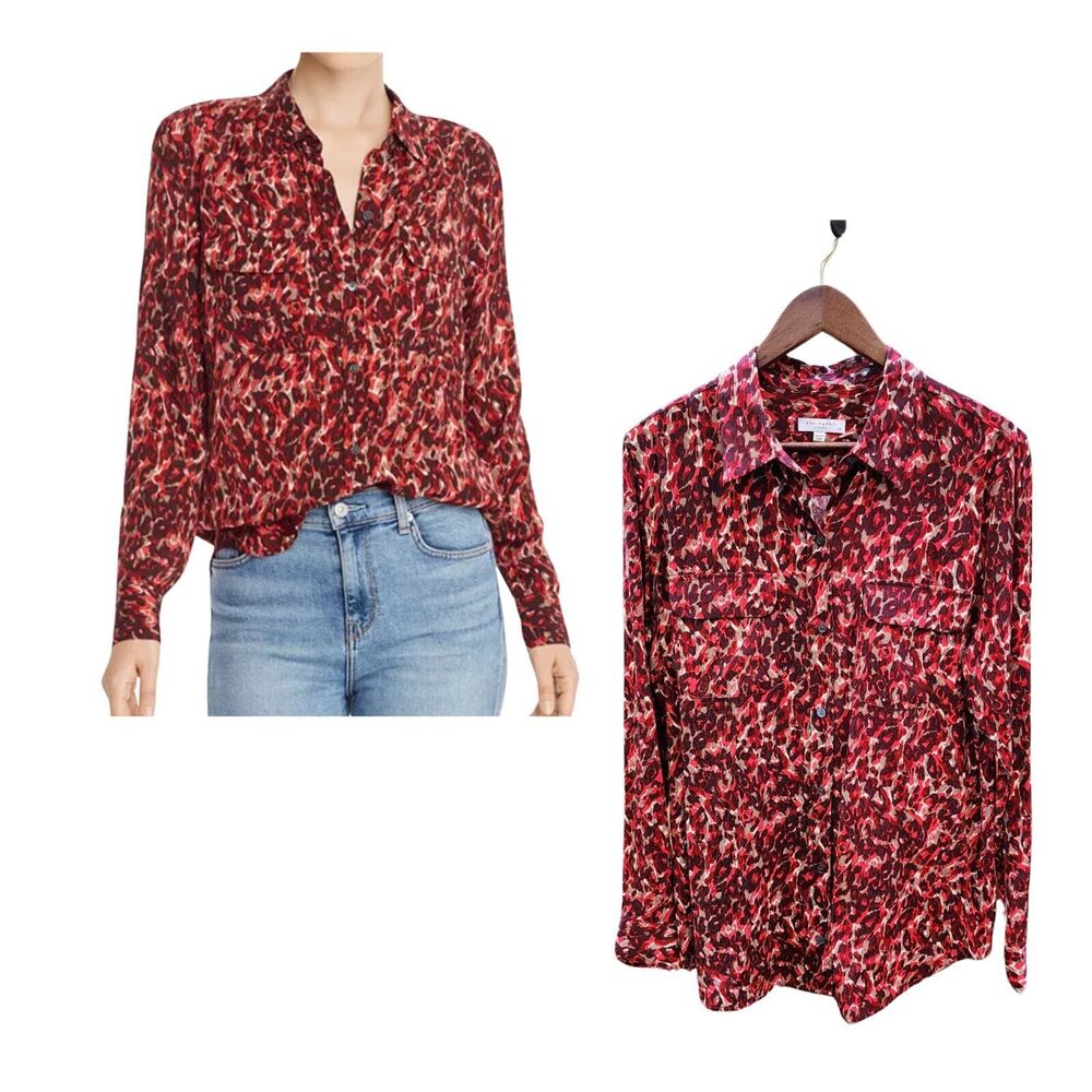 Equipment Red and Black Blouse - Picture 2 of 12